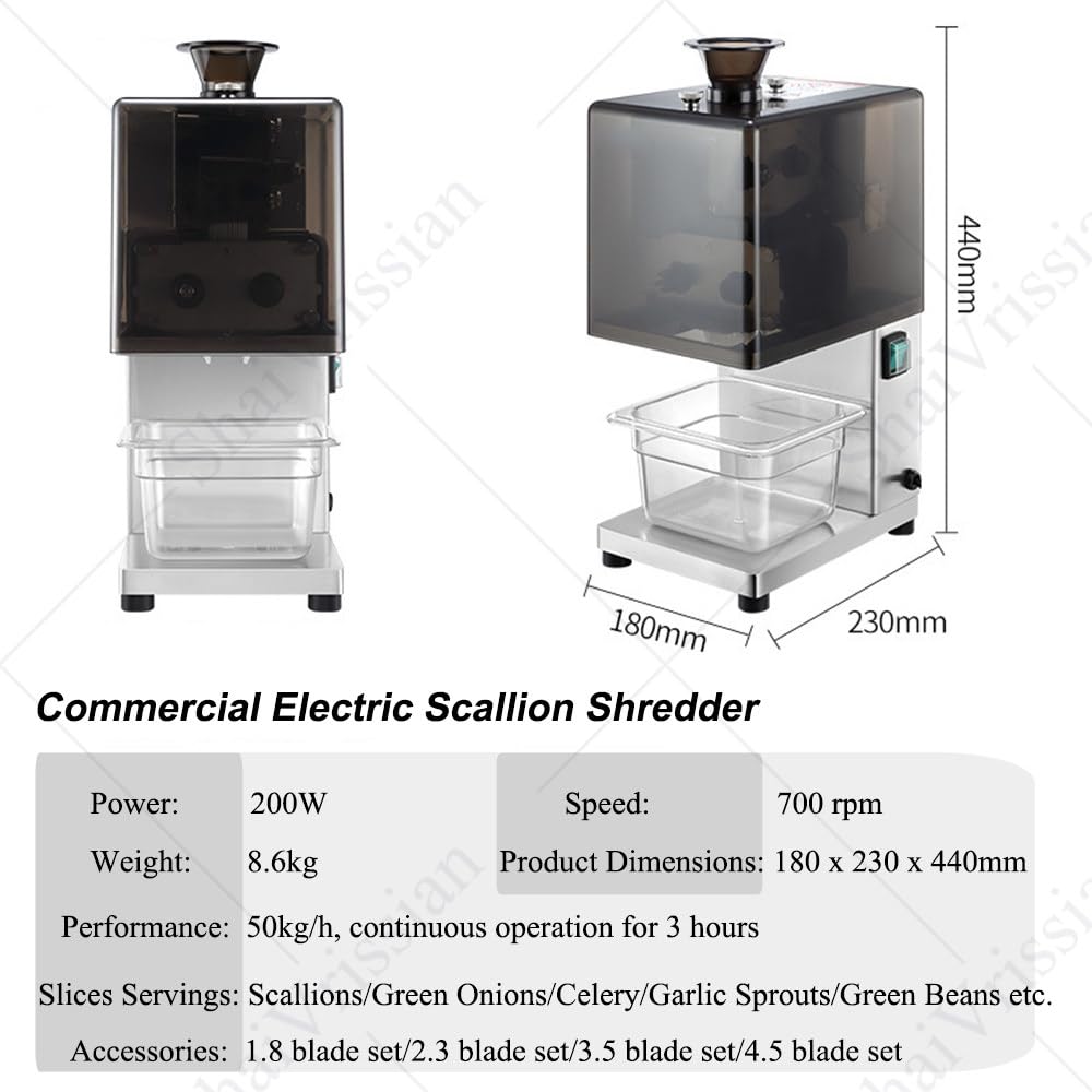 Picadora De Verduras Comercial,Cortadora Eléctrica De Cebollas,Las Opciones De Cuchillas Incluyen 1,8 Mm,2,3 Mm,3,5 Mm Y 4,5 Mm，para Puerros Frijoles Y Apio 1.8mm