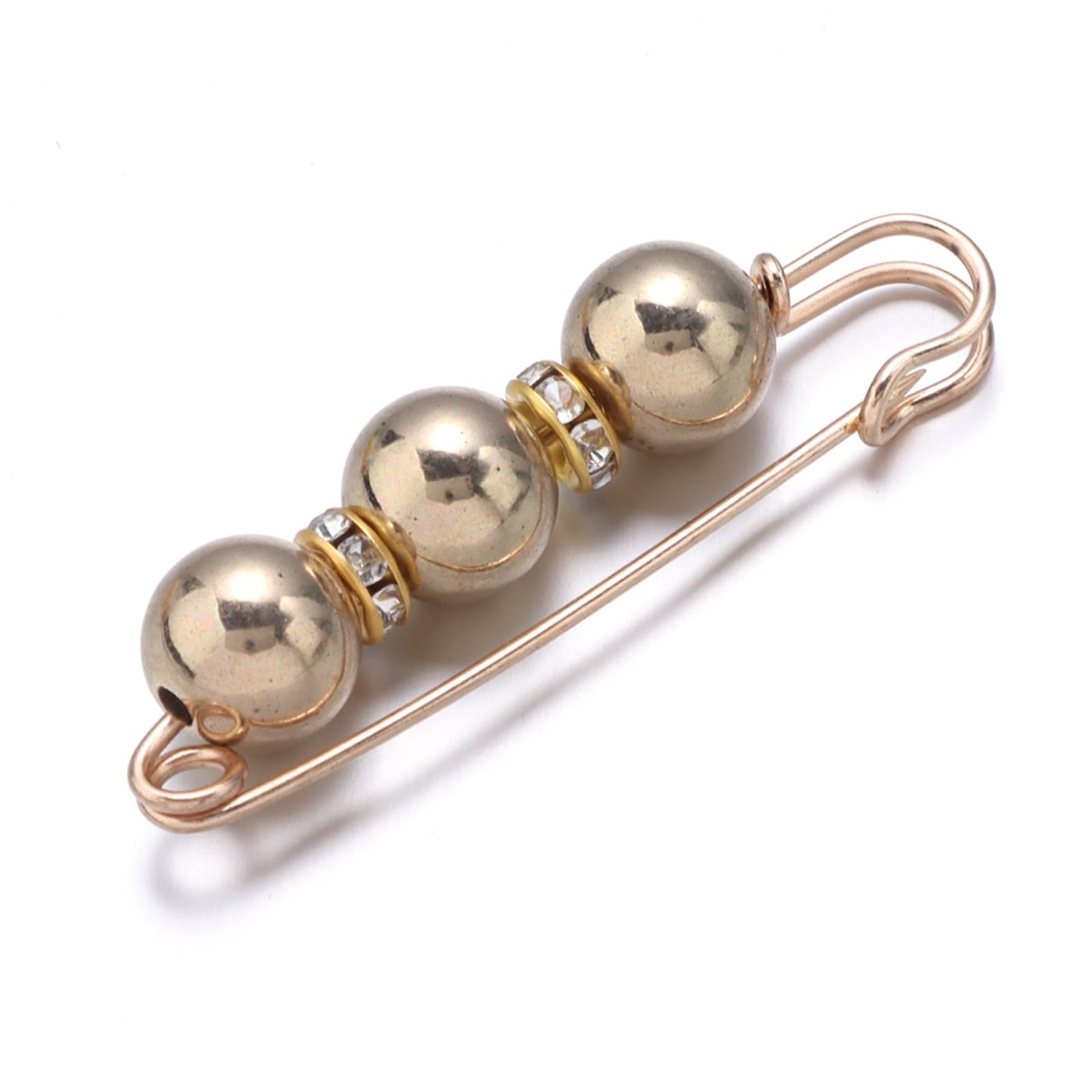 Decorative Safety Pins 30pcs Imitation Pearl Rhinestone Brooch Fashion Tightening Safety Pins For Women Clothing Decoration Pants Waist Pins Accessories for Clothes(Gold)