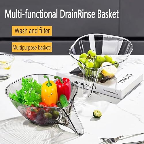 Miniatura 3 de Yutigo Cesta de drenaje multifuncional para alimentos, embudo de cesta de colador con boquilla, fregadero de cocina colador de alimentos para