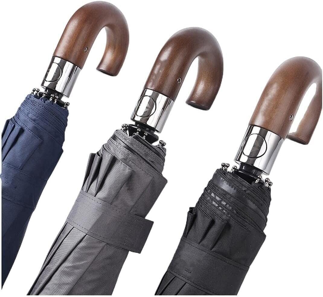 Parapluies, Parapluie Pliant Compact de Voyage, Mini Parapluie, Automatique, résistant au Vent et à la Pluie, avec poignée en Bois, for Homme Femme, 10000mm