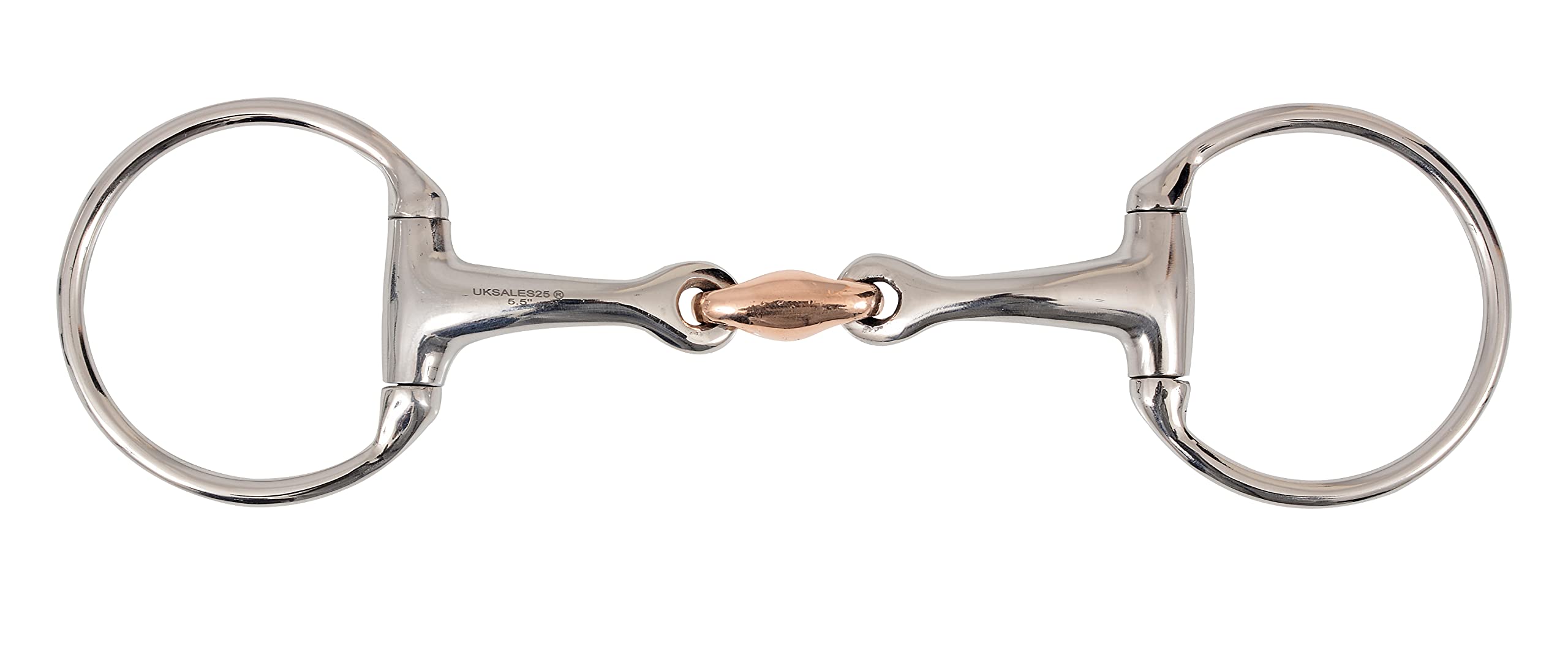 EggButt Snaffle Bit Curved MP Stainless Steel with Copper Lozenge (UKSALES25®) (5.0 INCHES / 12.7 CM)