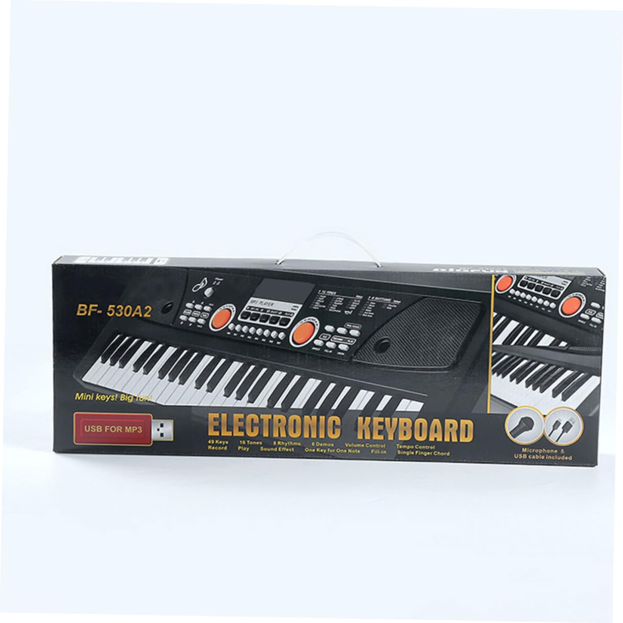 Piano Infantil de 49 Teclas de Plástico, Electrónico, Negro | Micrófono, 1 Juego, Multifuncional, para Niños, Juguete Musical de Aprendizaje