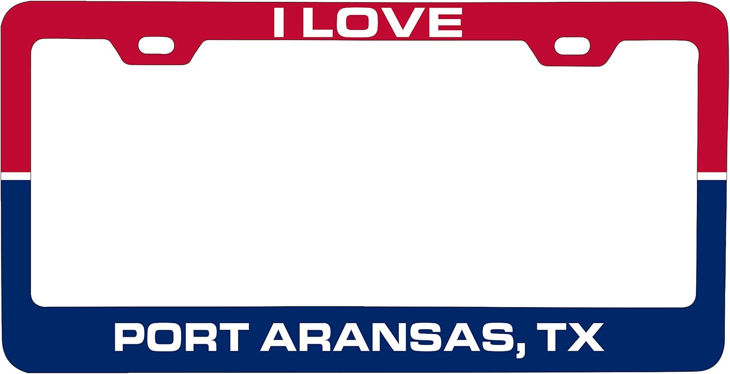 R and R Imports I Love Port Aransas Texas Car Metal License Plate Frame