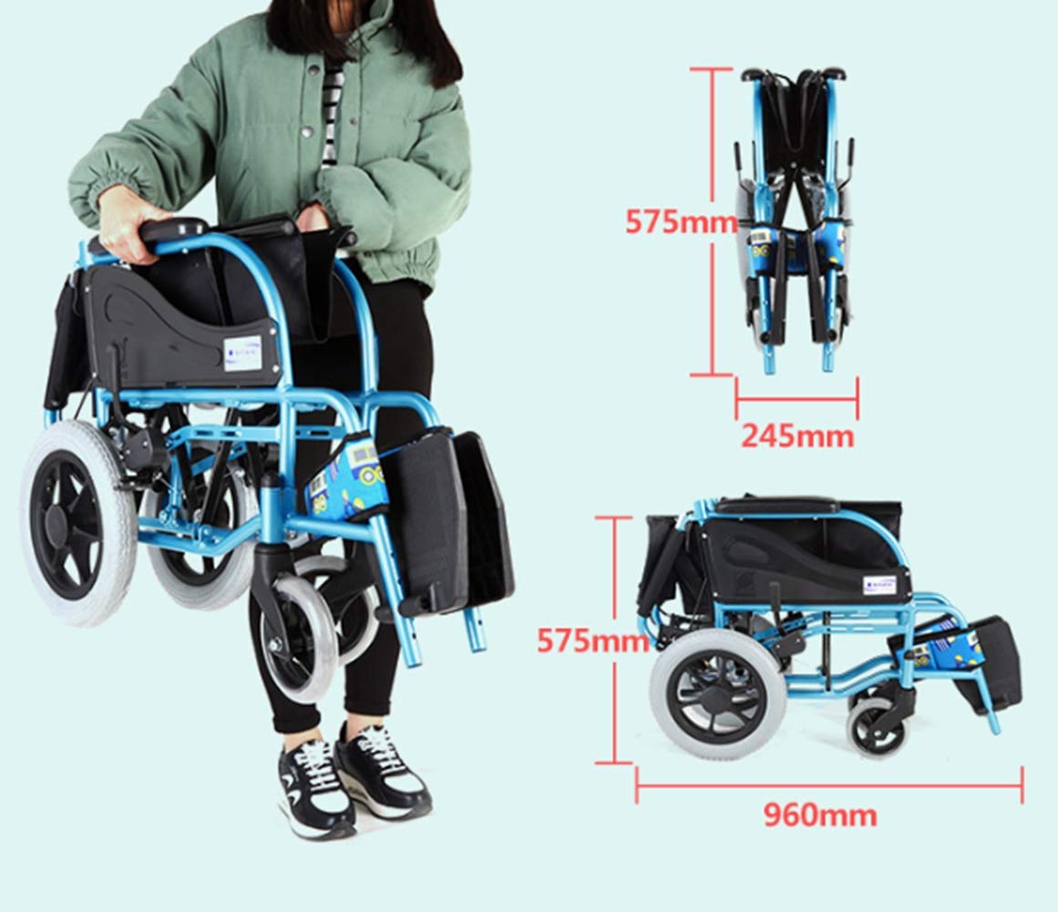 Wheelchair, Silla de Ruedas Manual Plegable Ligera Multifuncional para niños, Conveniente para Que los niños la lleven Silla de Ruedas Plegable Ultraligera Silla de Ruedas Manual Silla de RU