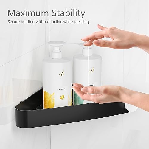 Miniatura 4 de Sotfamily Organizador de ducha de plástico (solo para 90), paquete de 2 estantes de ducha adhesivos para organizar y almacenar baño, color negro