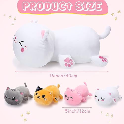Miniatura 3 de Juego de 5 juguetes de peluche para gatos 1 animal de peluche para mamá y gato con 4 lindos gatitos de peluche en el vientre de mamá y gato de 16