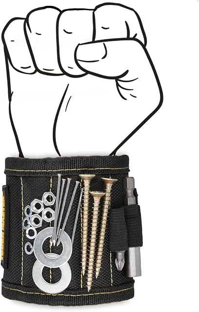Adjustable Magnetic Wristband Belt with Mesh Padding for Holding Small Tools, Screws, Nails, Bolts, Drill Bits, Gifts for Men & Women, DIY Handyman TOUGH MASTER