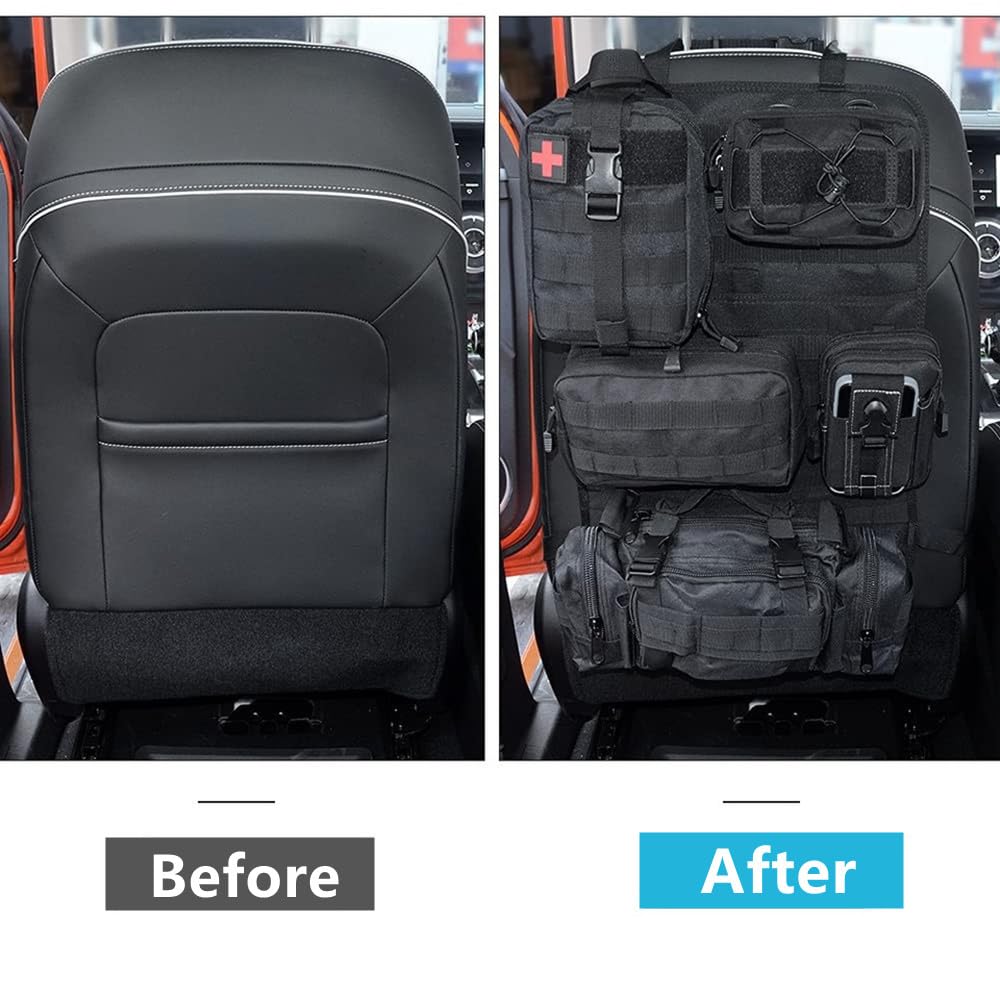 Organizer tattico per sedile posteriore dell'auto, con 5 tasche Molle staccabili, da appendere, in tessuto Oxford, organizer per auto e camion