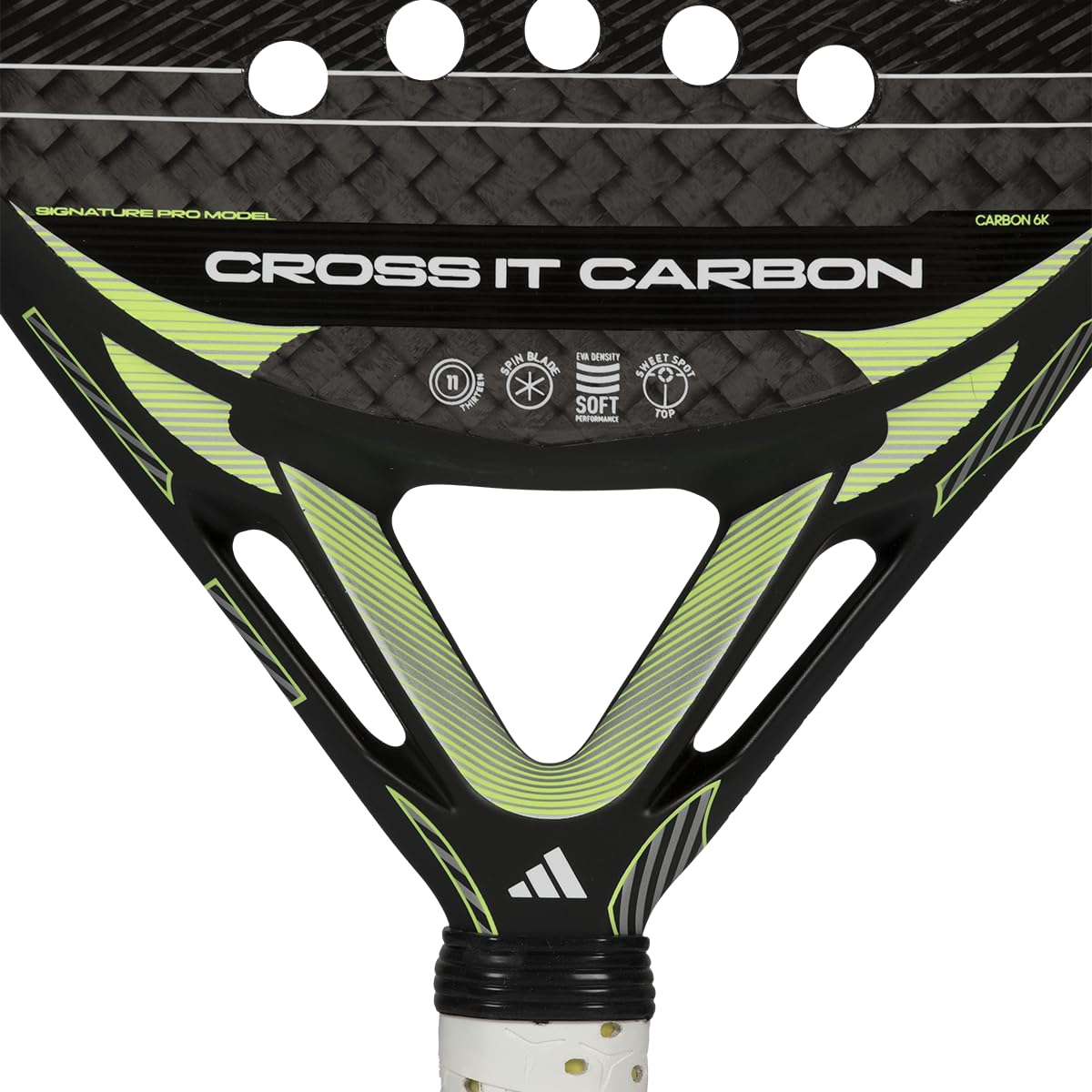 Pala de pádel adidas Cross IT Carbon 2026, Negra, Forma diamente,Goma eva Soft Performance,Fibra Carbono aluminizado 6k