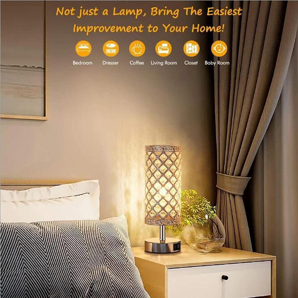 Lampy stołowe. Lampki nocne FXJ Crystal na stolik nocny, lampka nocna USB LED, dekoracja komody, biurko