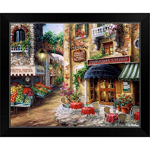 CANVAS ON DEMAND Buon Appetito Black Framed Print, Italian Grocery and Restaurant Street Scene Home Décor Artwork, 22”x18”