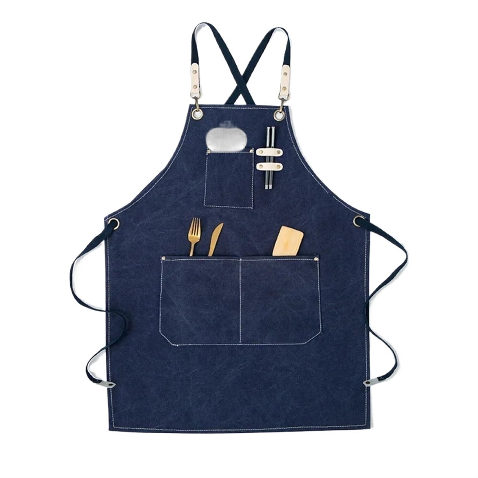 Moda tela di cotone da cucina unisex cucina barista grembiule for donna uomo chef in pelle cameriere bar caffetteria barbecue parrucchiere uniforme(Thick canvas 3)