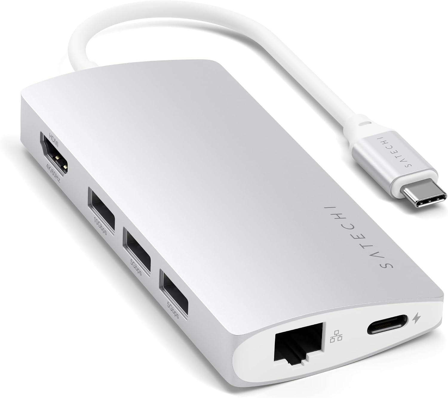 8-in-1 USB-C Hub V2, 115W PD Charging, 4K HDMI, Ethernet, Silver | 4K HDMI, 3 USB-A, Ethernet, Micro/SD Card Readers, for MacBook Air/Pro/Neo, iPad Air/Pro, Windows