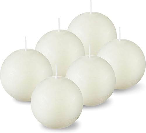 Velas redondas rústicas de color marfil, velas de bola de marfil de 3 pulgadas, velas decorativas para bodas, celebraciones, vacaciones y decoración