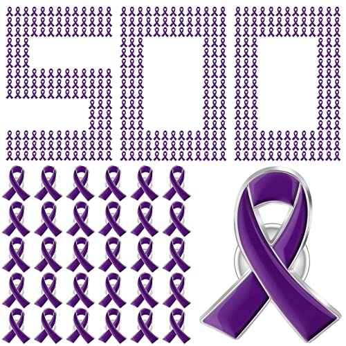 Image of Lupus Awareness Pin Purple Ribbon Lapel Pin Domestic Violence Overdose Alzheimers Pancreatic Cancer Awareness Products for Women Man Charity Public Social Event Supplies (500 Pieces)