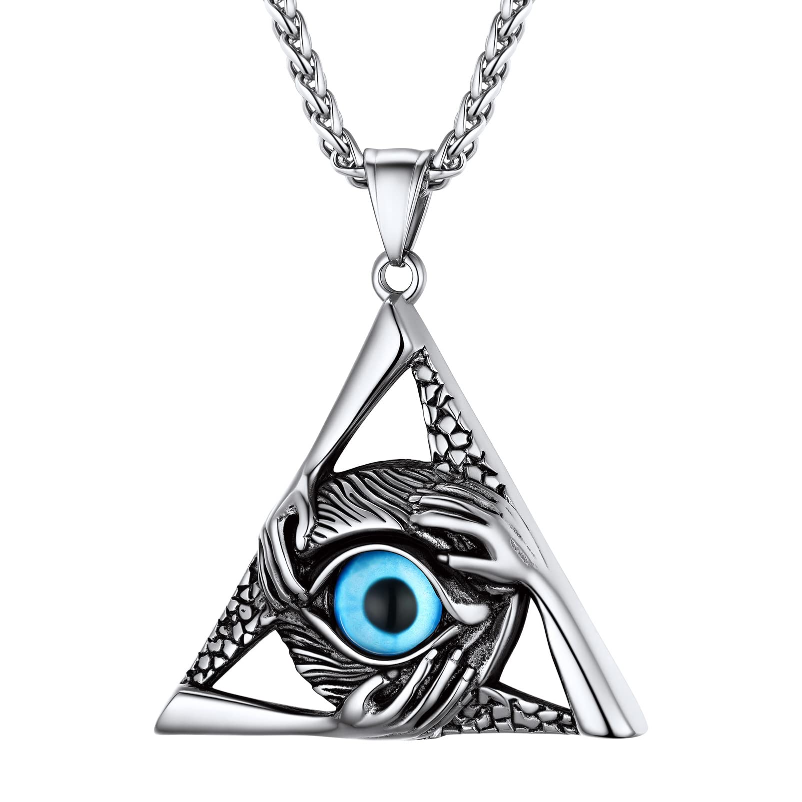 PROSTEELWolf Pendant/Evil Eye Necklaces for Men Stainless Steel/18K Gold Plated Punk Masculine Jewelry, 22inch to 24inch, with Gift Box