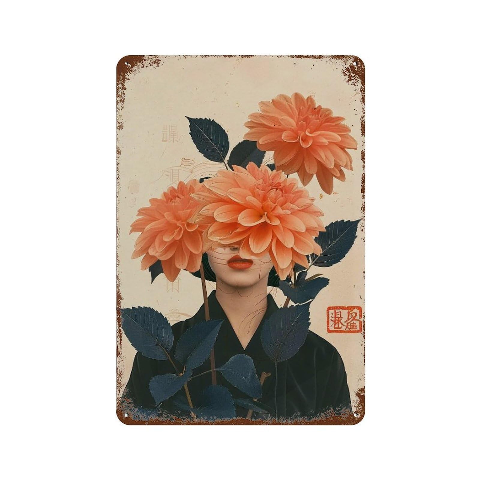 YHGERTKU Floral Veil 03 Wall Art Retro Iron Vintage Metal Tin Sign Poster Modern Decor for Living Rooms Gift 30x20cm