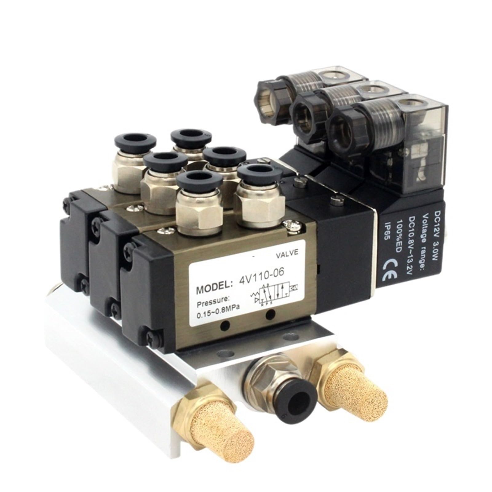 Bloque de electroválvulas 4V110-06 con base de aluminio mecanizado de alta resistencia 1