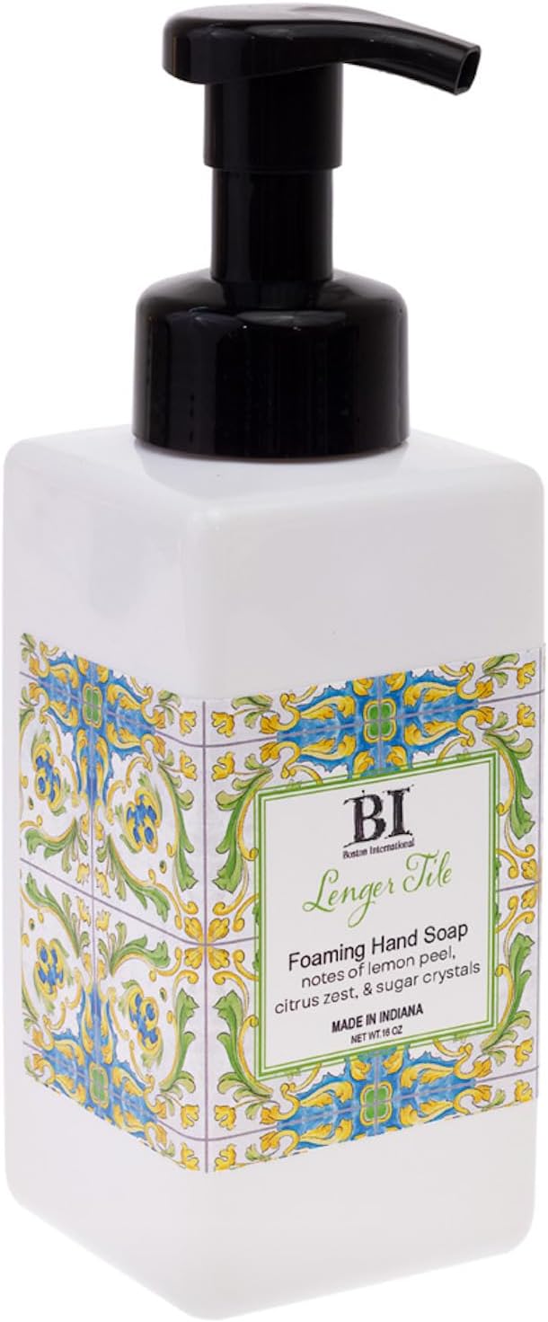 Boston InternationalScented Foaming Hand Soaps Made in the USA Foam Soap and Pump Dispenser, 16 Ounces, Lenger Tile (Lemon Peel, Citrus Zest, Sugar Crystals)