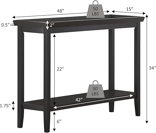 Miniatura 9 de Convenience Concepts Mesa consola Ledgewood con estante, color marrón