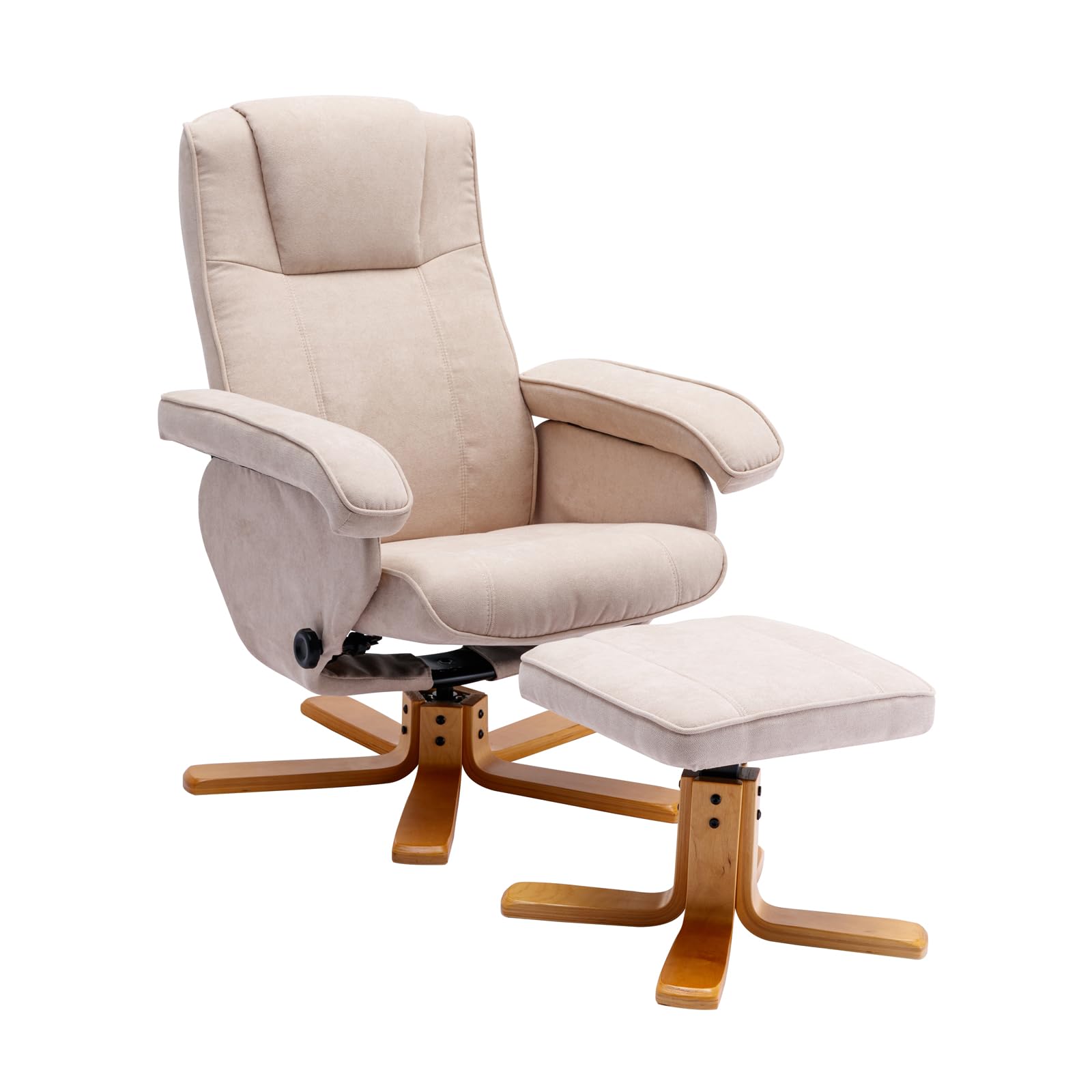 SVITA Charles Relaxsessel mit Hocker – Beige (Drehsessel)