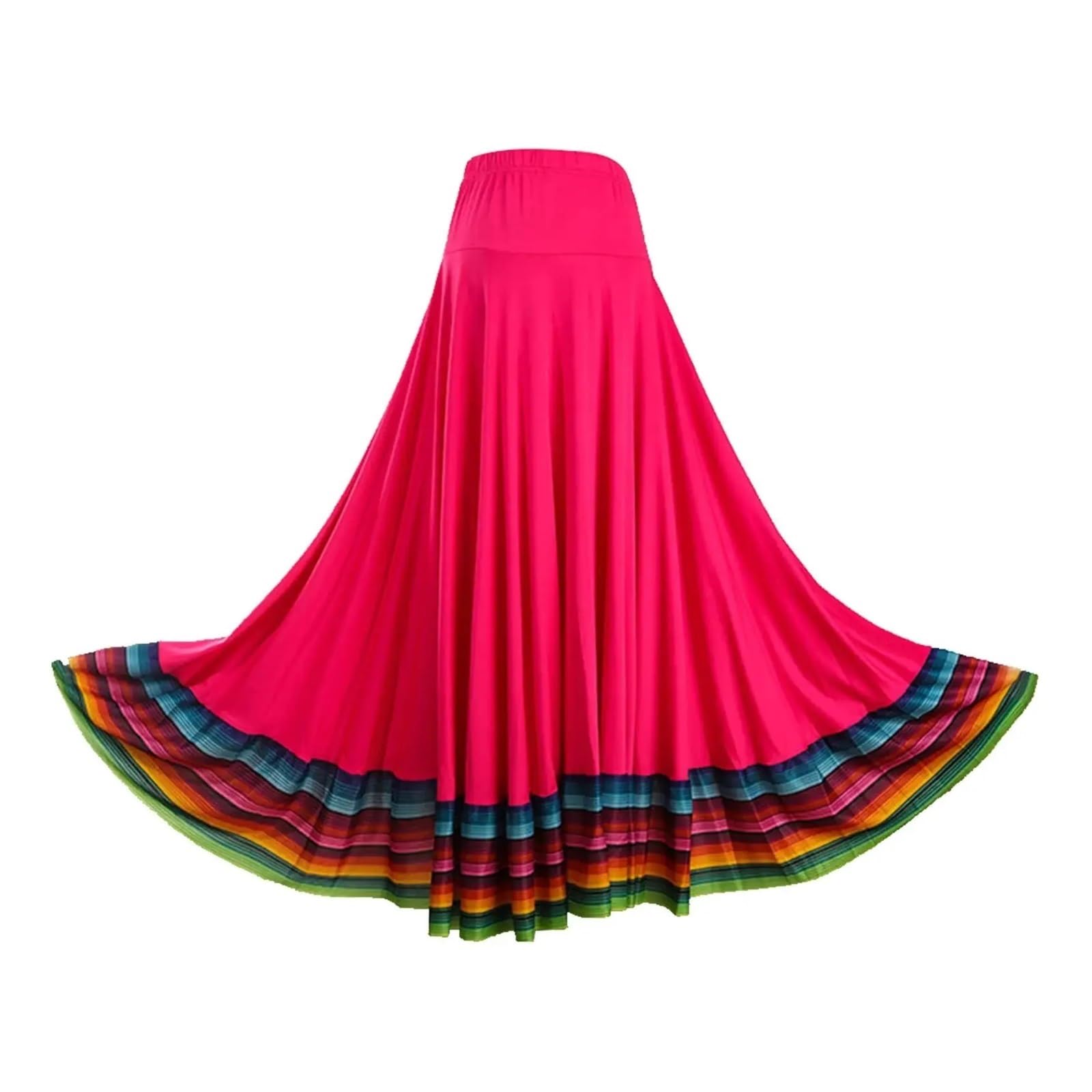 Falda Danza del Vientre Falda de Baile for Mujer, Faldas largas con Vuelo Grande y Coloridas, Traje de actuación de Danza folclórica Mexicana(Sky Blue 75cm,3XL)