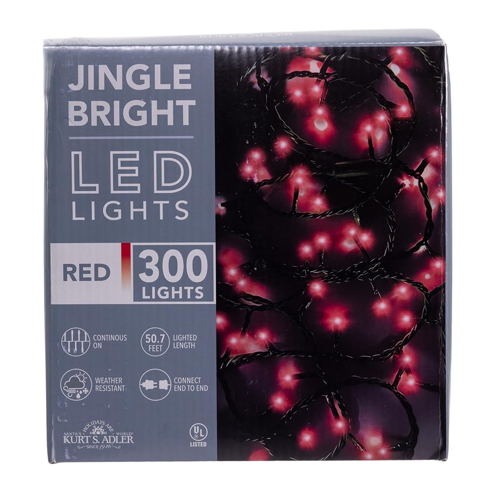 Kurt Adler - Juego de luces LED rojas de 300 luces LED rojas y verdes de 3 mm