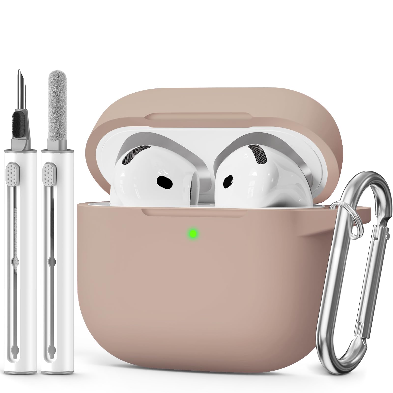 MCTOPZO for AirPods 4 Case 2024 Come with Cleaner Kit,Soft Silicone Protective Cover for Apple AirPods 4th Generation Cases with Keychain,Compatible
