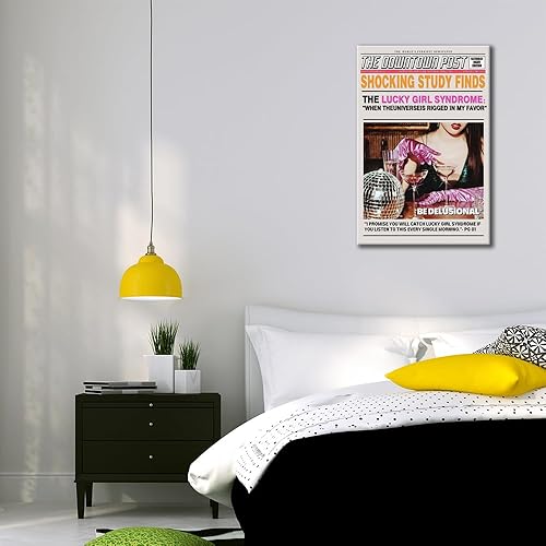 Miniatura 4 de Decoración de bola de discoteca en lienzo, arte de pared, diseño de groovy, póster impreso con texto en inglés Lucky Girl, Bebida de la suerte,