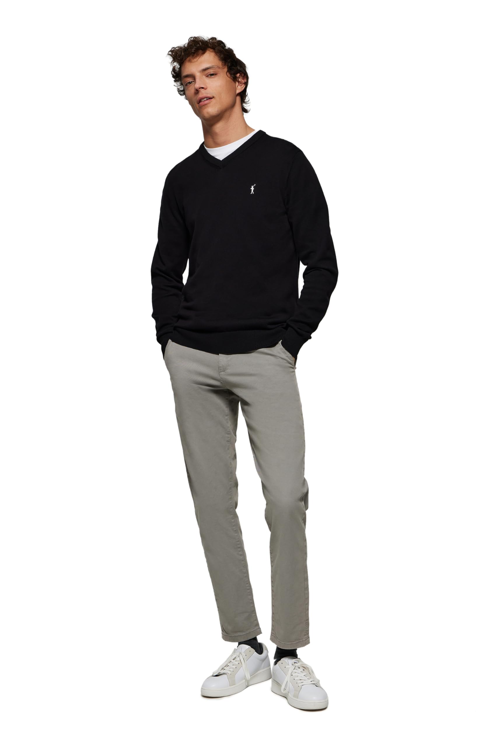 Polo Club Maglione Scollo a V Maniche Lunghe Uomo Maglioni Pullover V-Neck 100% Cotone