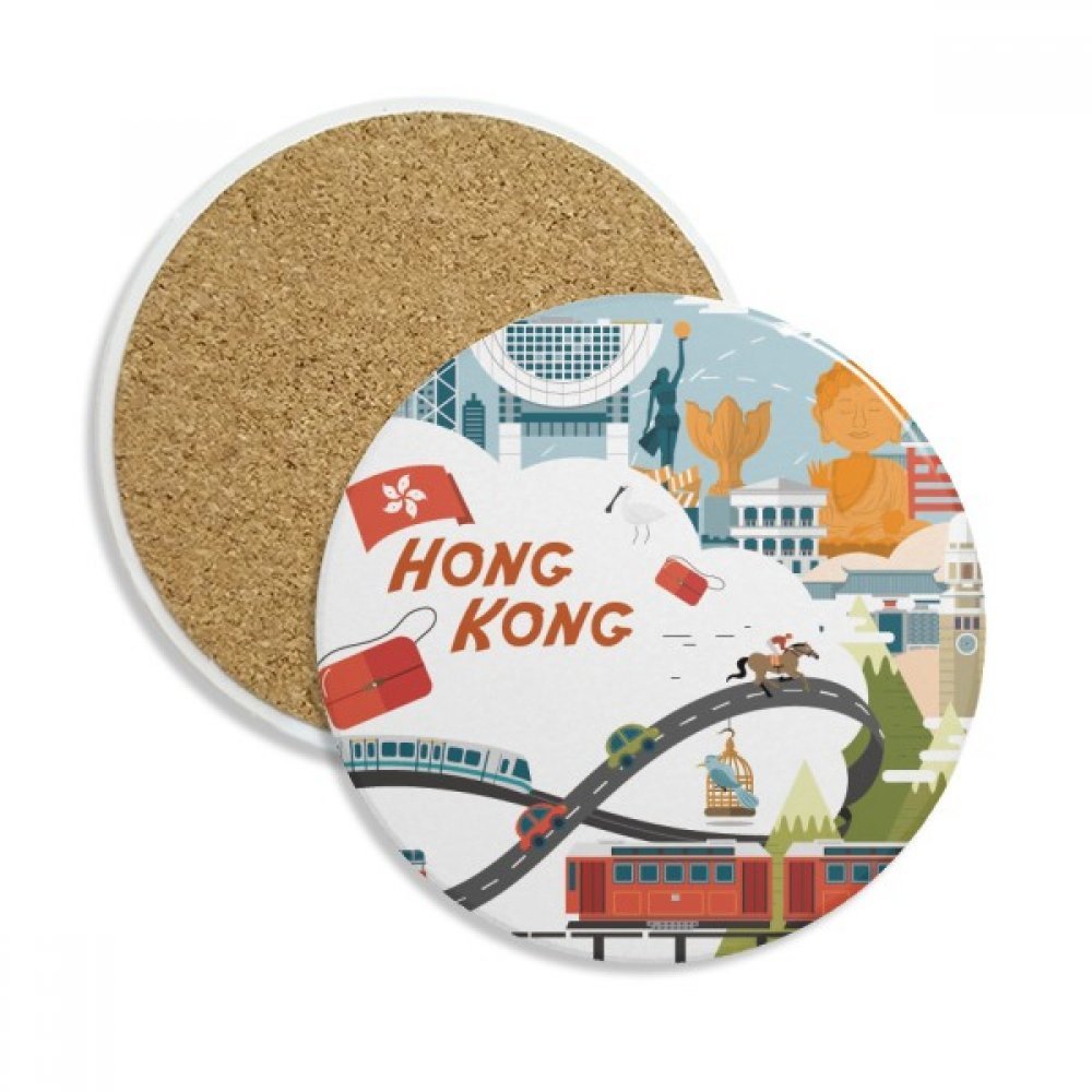 Porte-tasse Hong Kong céramique absorbante idée cadeau originale multicolor