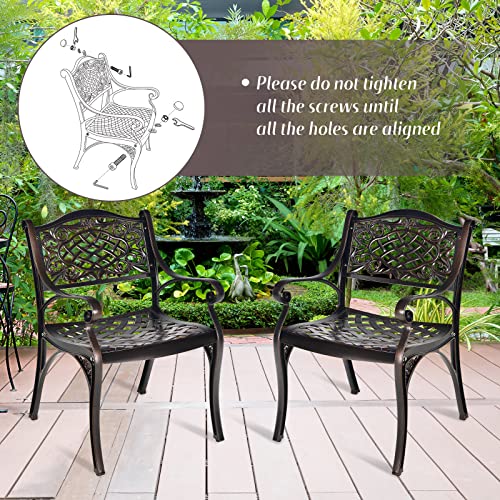 Tangkula 10574-NP 2 Pieces Outdoor Dining Chairs, All-Weather Cast Aluminum Chairs With Armrests And Curved Seats, Patio Arm Chairs thumb #4