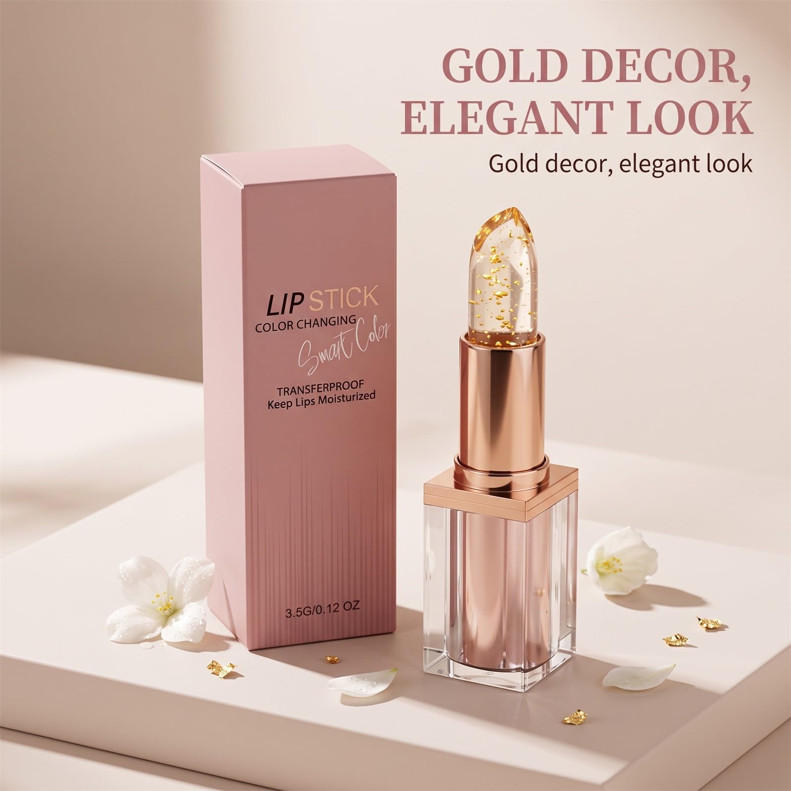 Pintalabios dorado que cambia de color, bálsamo labial hidratante de larga duración, color dorado con cristales brillantes, bálsamo labial hidratante para labios maduros y (9 unidades)