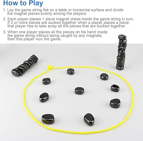 Miniatura 6 de FASIGO Juego de ajedrez magnético, juego de ajedrez magnético con piedras, juego de ajedrez magnético con rocas, juego de imán con cuerda, juego de