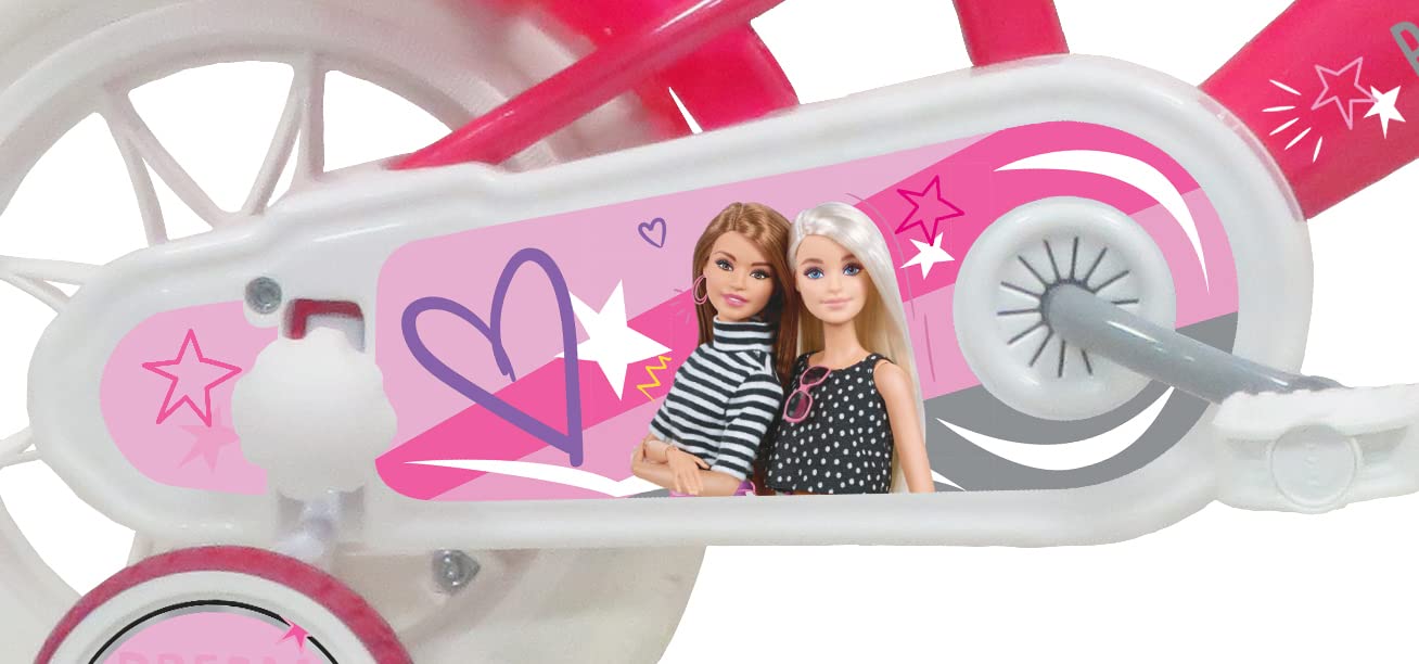 MATTEL Barbie Mädchen-Fahrrad, Rosa-Weiß, Größe 12 Zoll
