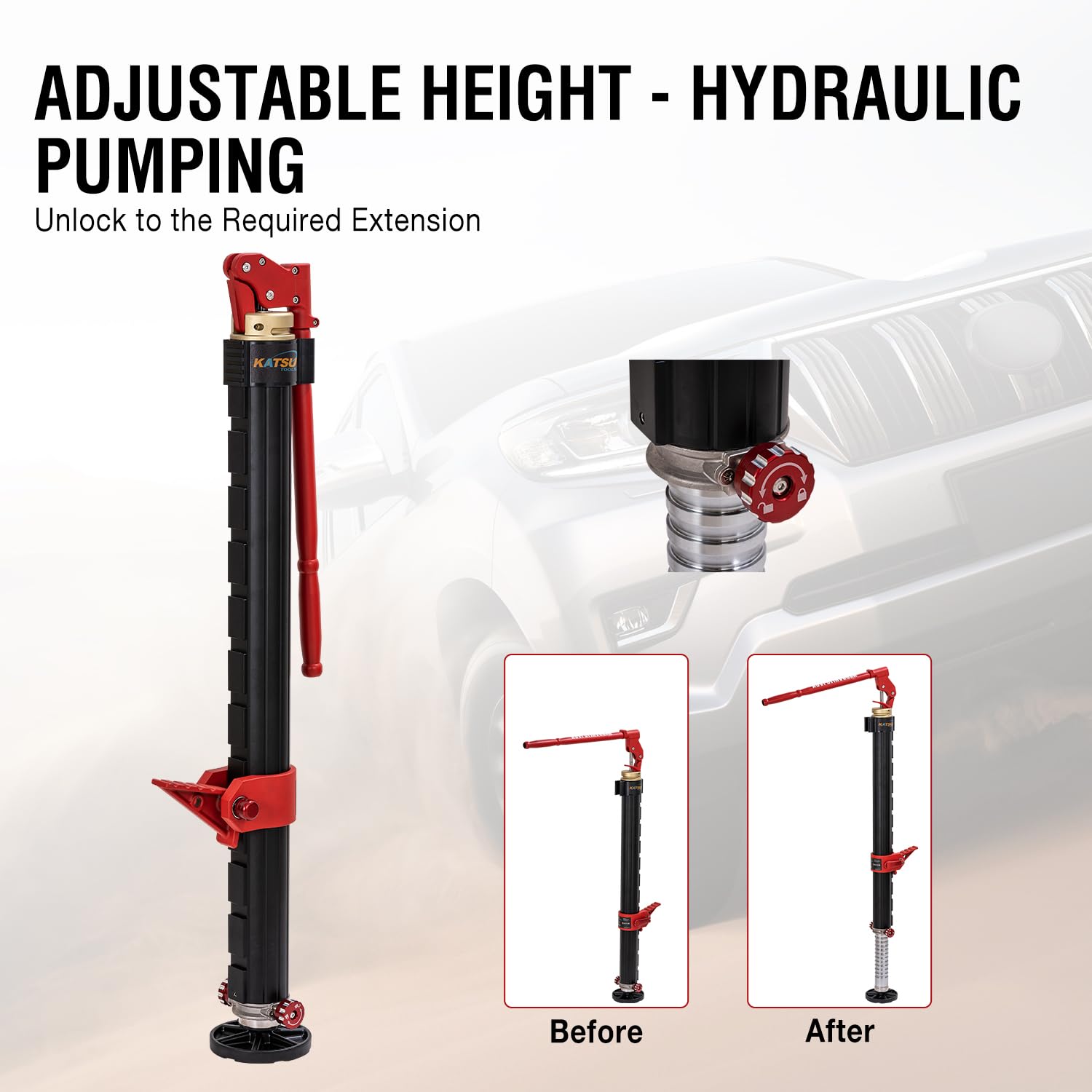 KATSU Farm Jack Heavy Duty, Cric Hydraulique 2 Ton Capacité de Charge, Alliage d'Aluminium, Cric de Levage Voiture Véhicule Offroad pour 4x4 VTT Tracteurs Camions 161199