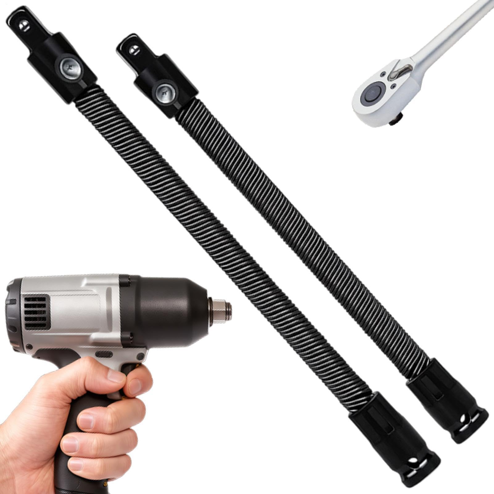 Muiltvoe Flexible Ratchet Extension | Long Reach Bendable Bar | 360 Degree Flexible Socket Extension Bars | for Garage Workshop Automotive Repair Narrow Space Pipeline