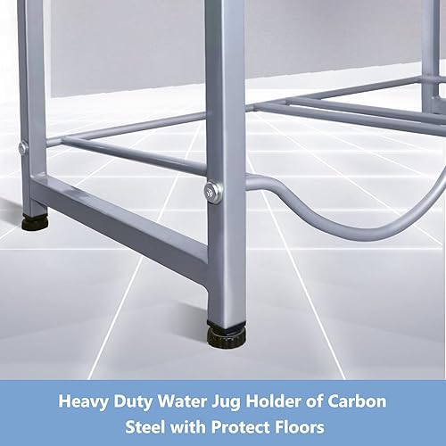 Miniatura 5 de Soporte para botellas de agua de 5 galones (negro), soporte para jarra de agua de 5 niveles para 10 botellas, 5 bandejas, organizador de jarra de