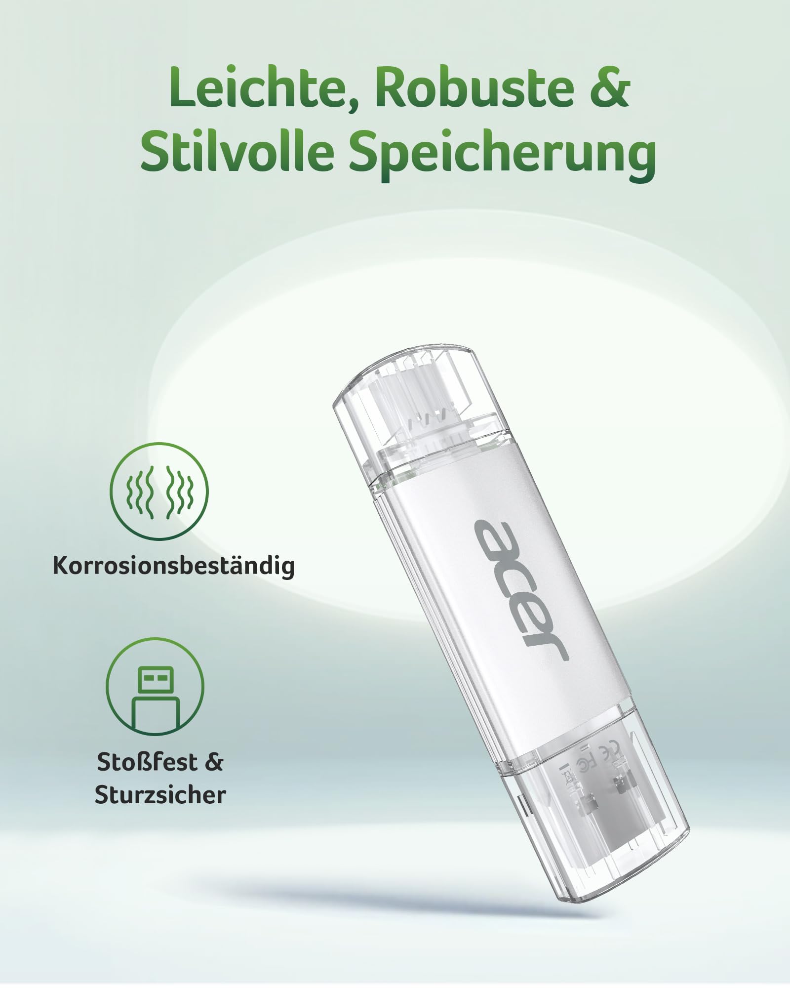 Acer UT300 256GB USB 3.2 Gen1 Flash Drive Dual-Anschluss Typ-A & Typ-C 150 MB/s