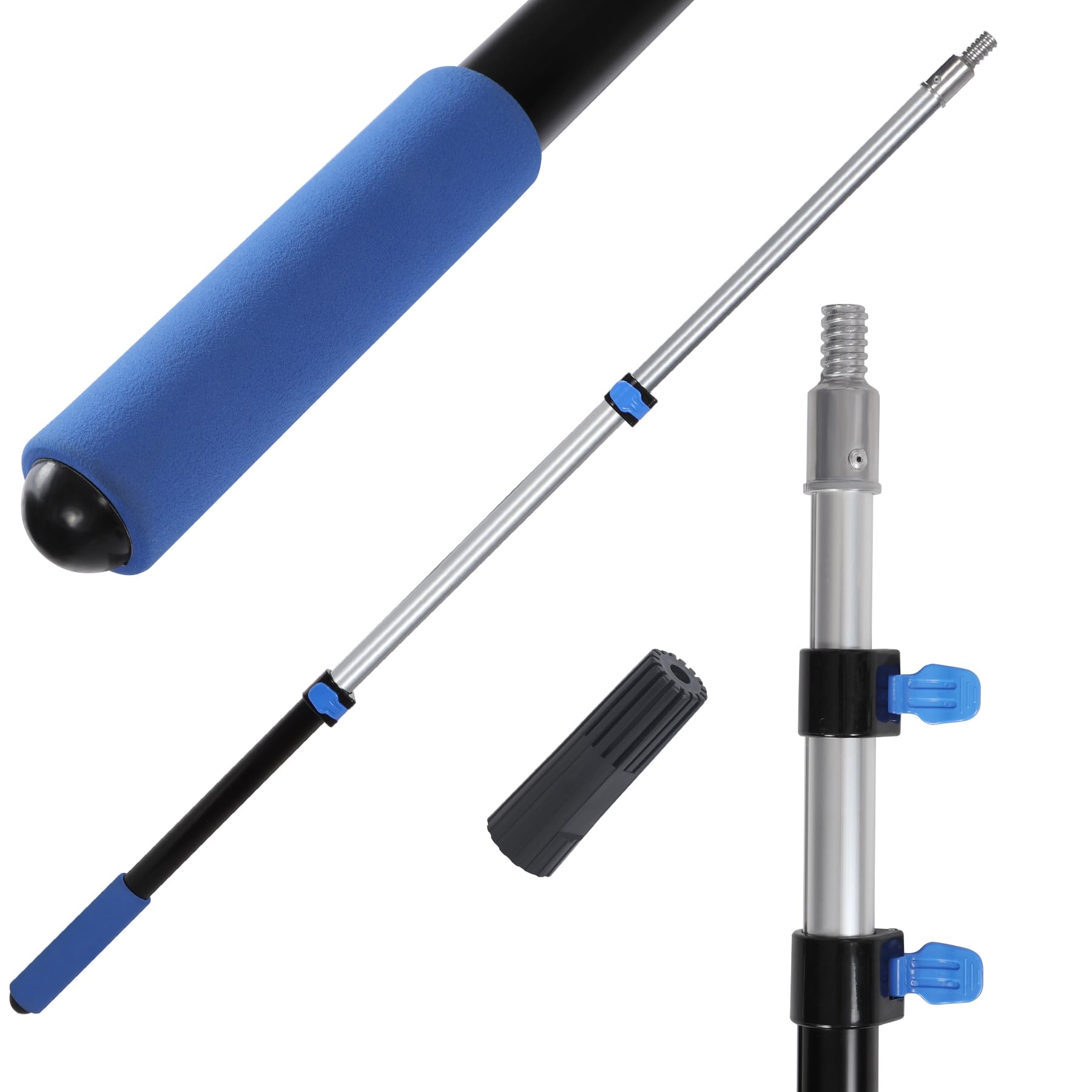 Multi-Purpose 4ft Extension Pole, Lightweight Paint Roller Pole, Durable Aluminum Telescopic Pole for Painting/Decorating/Window Cleaning（Pole Only ）