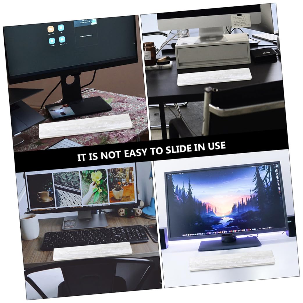 FOMIYES Handgelenkauflage Tastatur Handgelenkstütze Weiß Perlmutt Harz Rutschfest Büro Gaming Zubehör