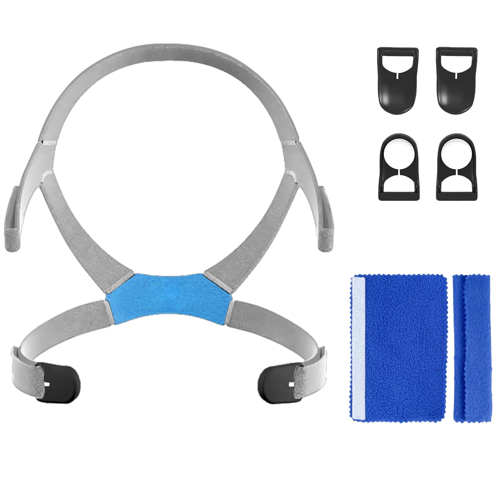 2 Pack AirFit F40 CPAP Headgear Strap with Magnetic Clips and Strap Cover Home Ventilator CPAP Supplies for Resmed Airfit F40 Full Face CPAP Mask Headgear (Standard, Blue)