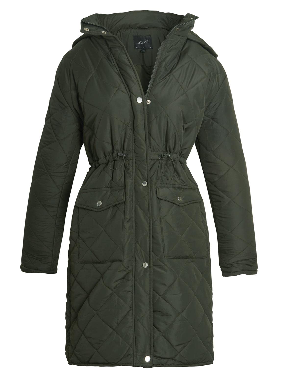 SS7 Womens Quilted Longline Parka Coat Khaki
