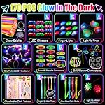 170PCS Glow in the Dark Party Supplies for Adults,Light Up Party Favors with Glow Sticks,LED Glasses,Finger Lights,Headband,Rings,Tattoos,DIY Glow Necklaces Bracelets for Glow Neon Party - Image 2