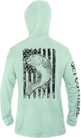 UPF 50+ Fishing Hoodie Shirt for Men Women - Long Sleeve Sun Protection | SPF, Quick-Drying, Moisture-Wicking, Breathable, Lightweight, Built-in Hood
