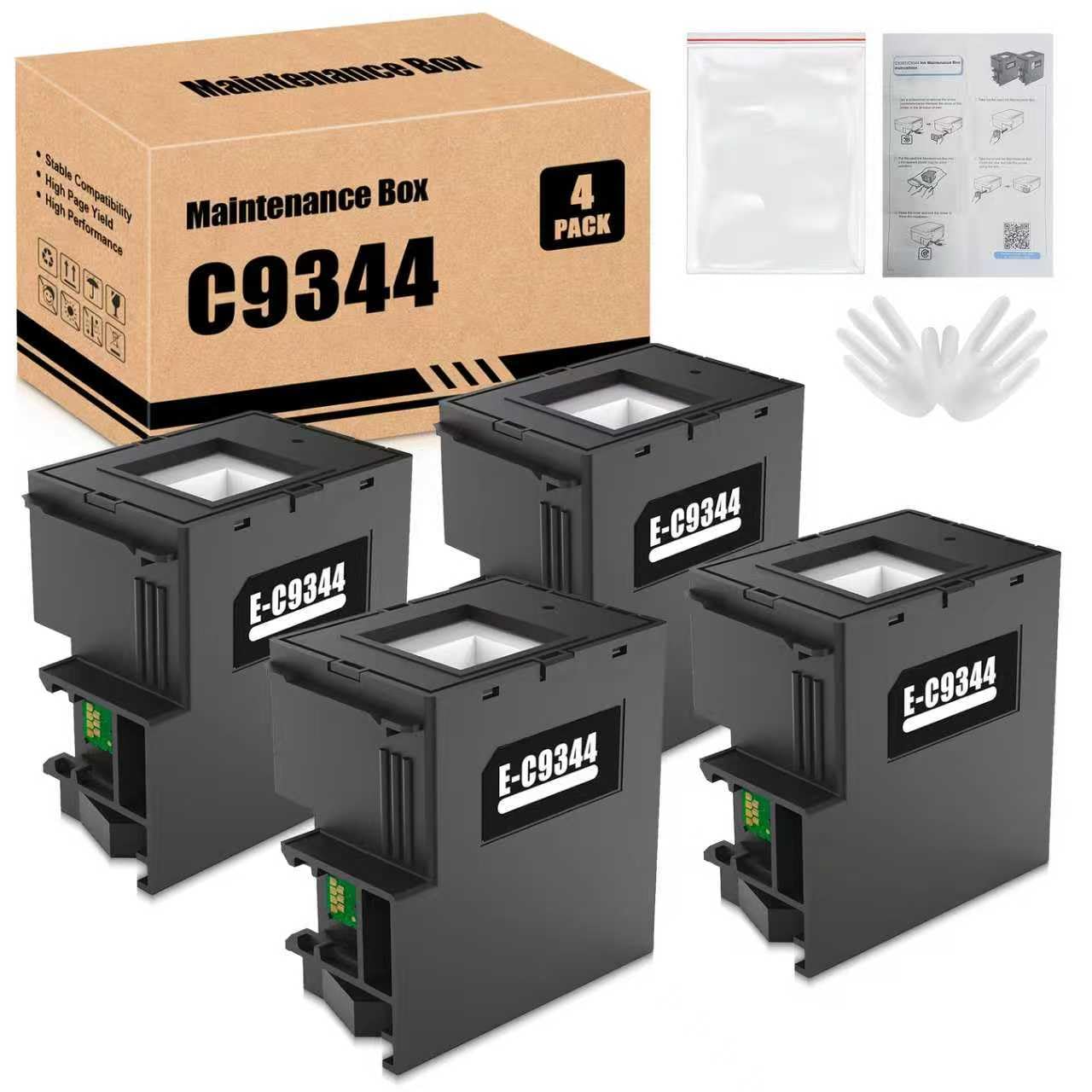 C9344 Boîte de maintenance d'encre pour C12C934461 Remplace Eps XP-3100 XP-4100 XP-4101 XP-4105 Workforce 810DWF WF-2830DWF WF-2850DWF WF-2930 WF-2950 WF-2851 L35500 L559. 0 (4 paquets)