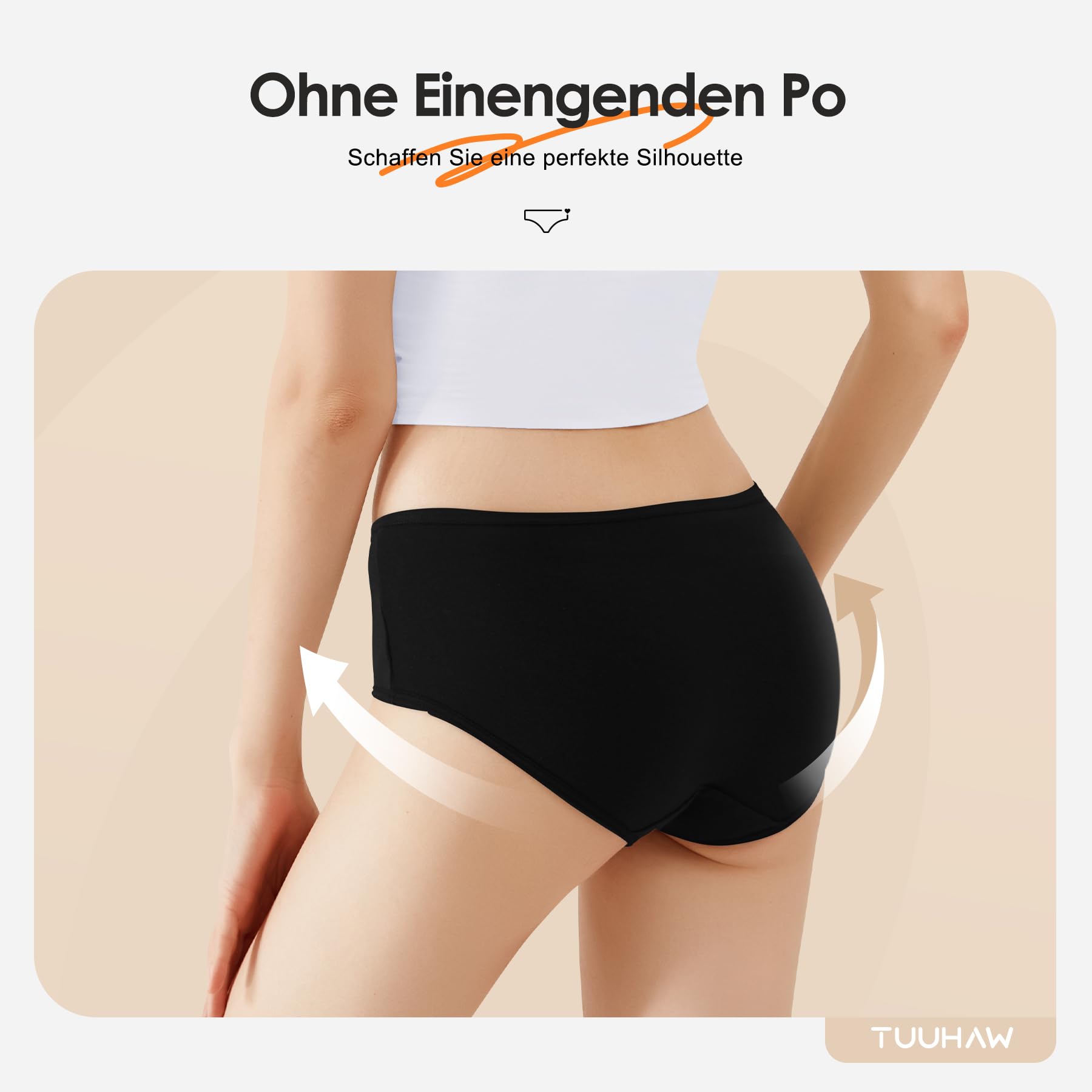 TUUHAW Mutande da Donna Midi Vita in Cotone Elasticizzato Pacco da 6