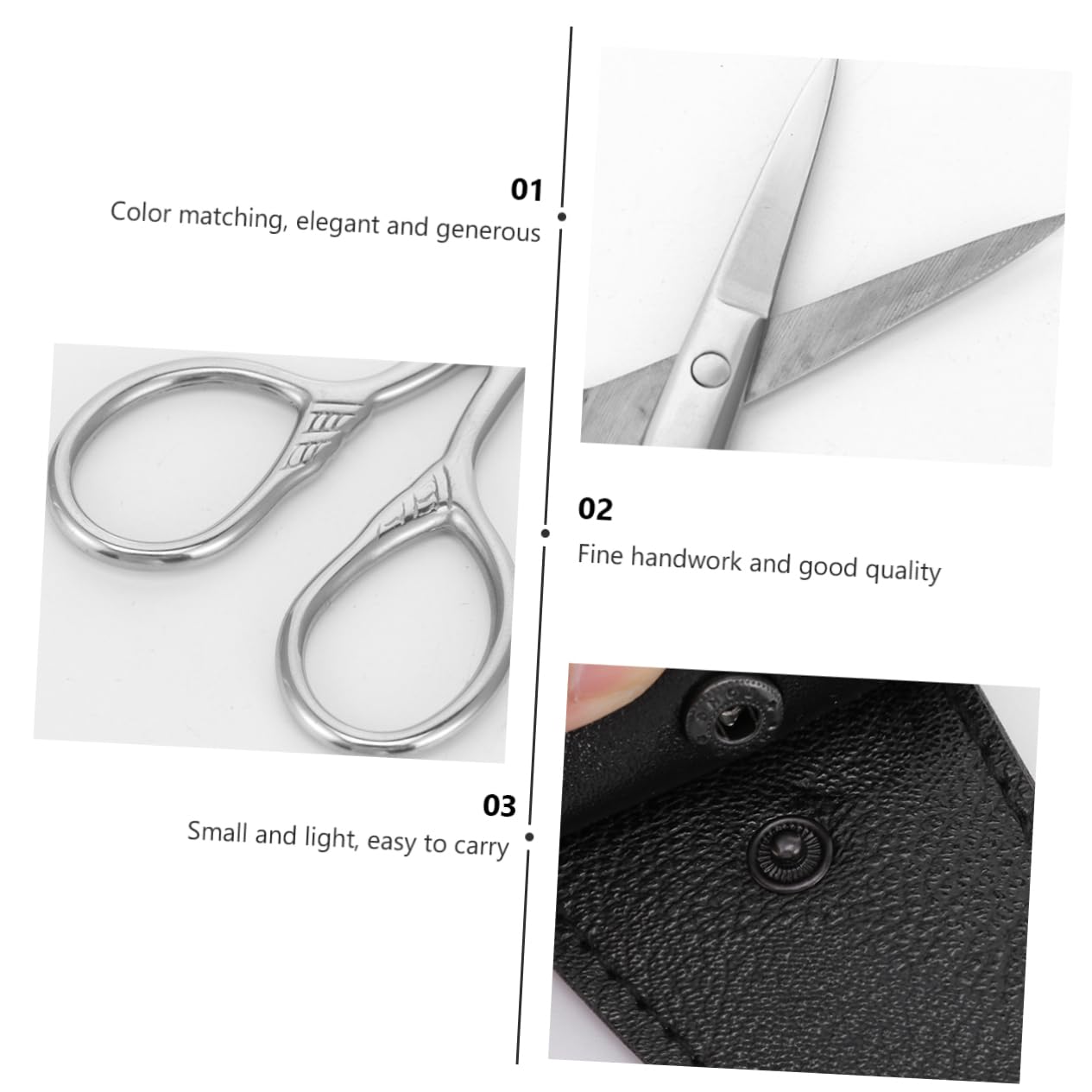 6sets Forbici Per Barba e Pettine Kit Professionale Inossidabile Con Custodia Ecopelle Per Rifinitura Di Barba e Sopracciglia