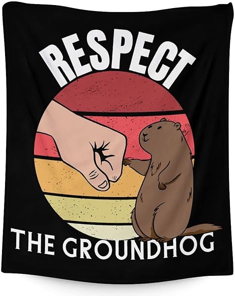 Groundhog Throw Blanket - Soft, Fuzzy & Warm - 40x50 Inches Flannel Blankets for Travel, Office - Black Funny Throws Gift for Girls, Boys
