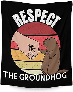 Groundhog Throw Blanket - Soft, Fuzzy & Warm - 40x50 Inches Flannel Blankets for Travel, Office - Black Funny Throws Gift for Girls, Boys